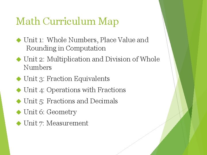 Math Curriculum Map Unit 1: Whole Numbers, Place Value and Rounding in Computation Unit