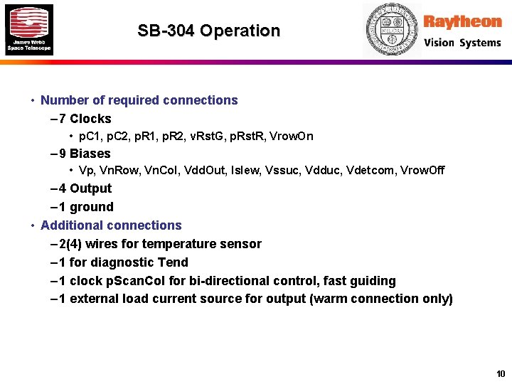 SB-304 Operation • Number of required connections – 7 Clocks • p. C 1,