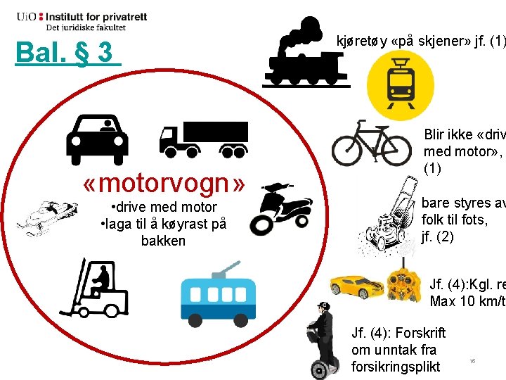 kjøretøy «på skjener» jf. (1) Bal. § 3 «motorvogn» • drive med motor •