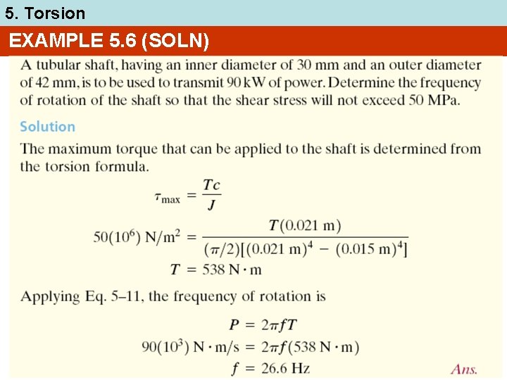 5. Torsion EXAMPLE 5. 6 (SOLN) 28 