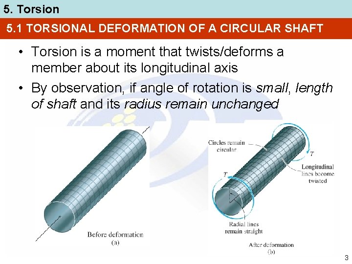 5. Torsion 5. 1 TORSIONAL DEFORMATION OF A CIRCULAR SHAFT • Torsion is a