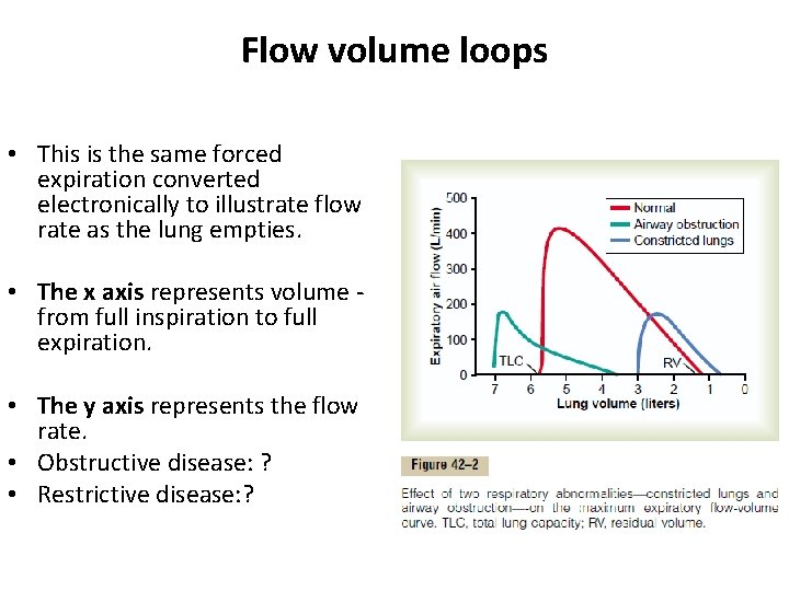 Flow volume loops • This is the same forced expiration converted electronically to illustrate