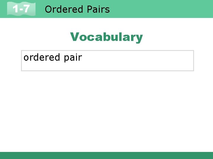 1 -7 Ordered Pairs Vocabulary ordered pair 