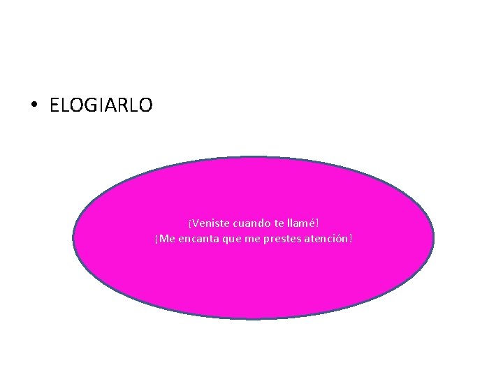  • ELOGIARLO ¡Veniste cuando te llamé! ¡Me encanta que me prestes atención! 