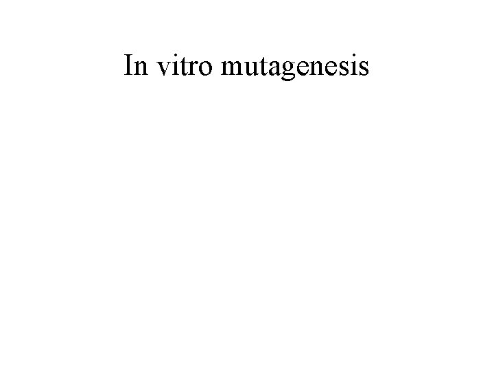In vitro mutagenesis 