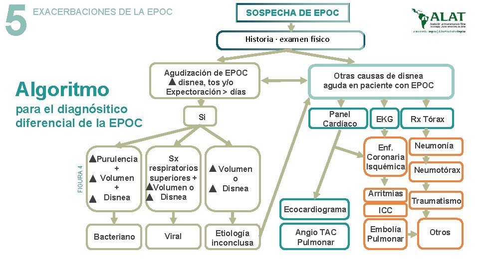 5 EXACERBACIONES DE LA EPOC SOSPECHA DE EPOC Historia · examen físico Algoritmo Agudización