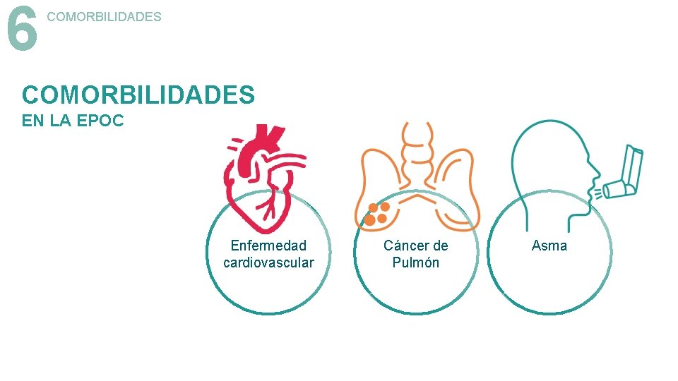 6 COMORBILIDADES EN LA EPOC Enfermedad cardiovascular Cáncer de Pulmón Asma 