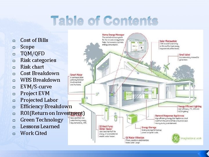 Table of Contents � � � � Cost of Bills Scope TQM/QFD Risk categories