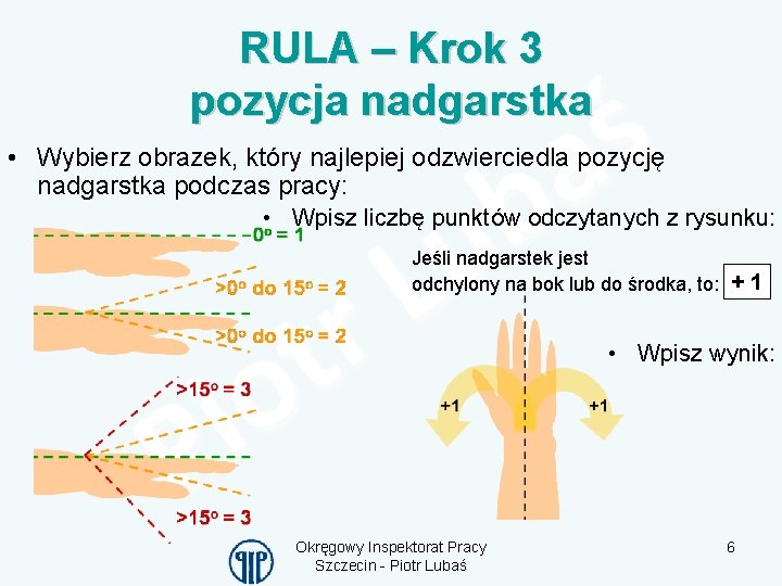 RULA – Krok 3 pozycja nadgarstka • Wybierz obrazek, który najlepiej odzwierciedla pozycję nadgarstka