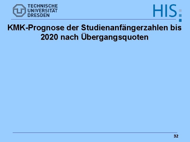 KMK-Prognose der Studienanfängerzahlen bis 2020 nach Übergangsquoten 32 