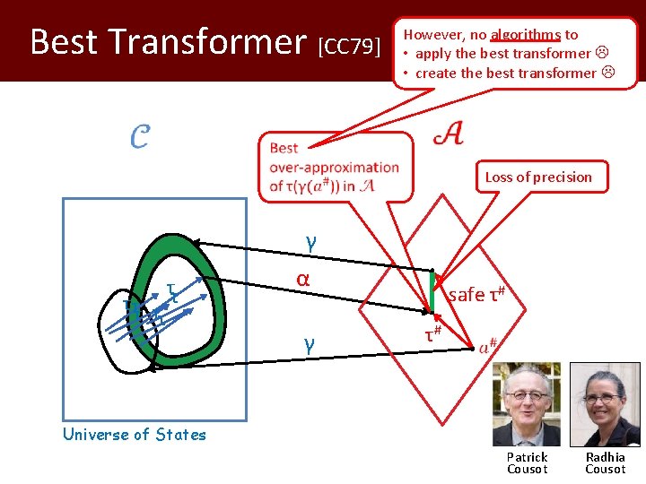 Best Transformer [CC 79] However, no algorithms to • apply the best transformer •