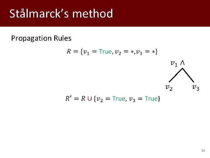 Stålmarck’s method Propagation Rules 58 