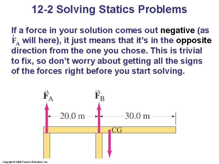 12 -2 Solving Statics Problems If a force in your solution comes out negative