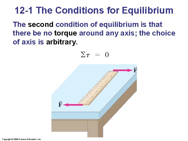 12 -1 The Conditions for Equilibrium The secondition of equilibrium is that there be