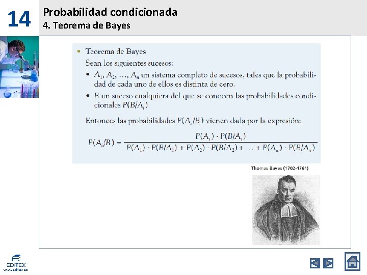 14 www. editex. es Probabilidad condicionada 4. Teorema de Bayes 14 www. editex. es Probabilidad condicionada 4. Teorema de Bayes