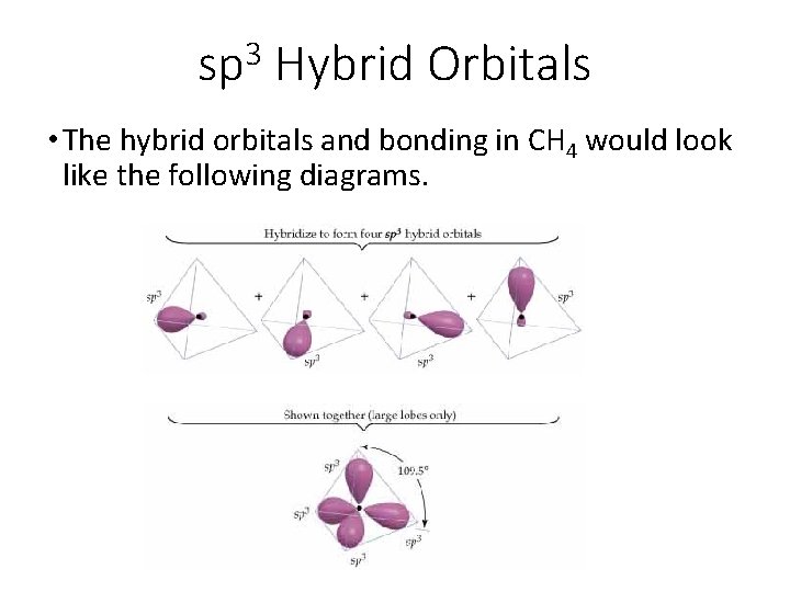 3 sp Hybrid Orbitals • The hybrid orbitals and bonding in CH 4 would