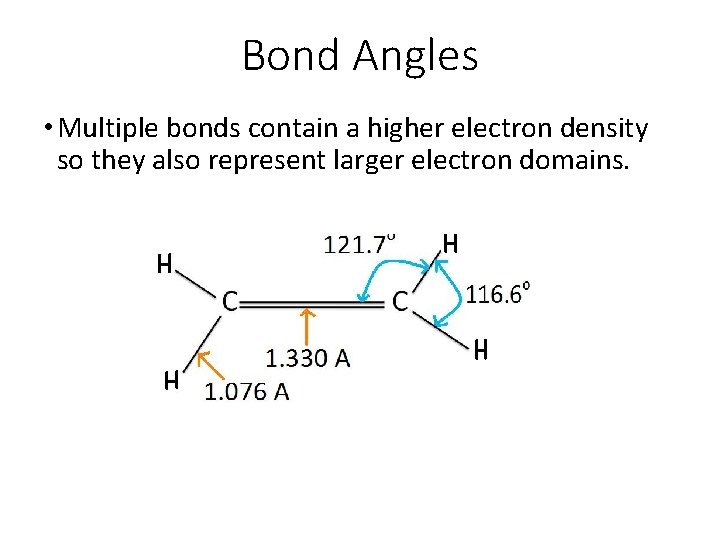 Bond Angles • Multiple bonds contain a higher electron density so they also represent