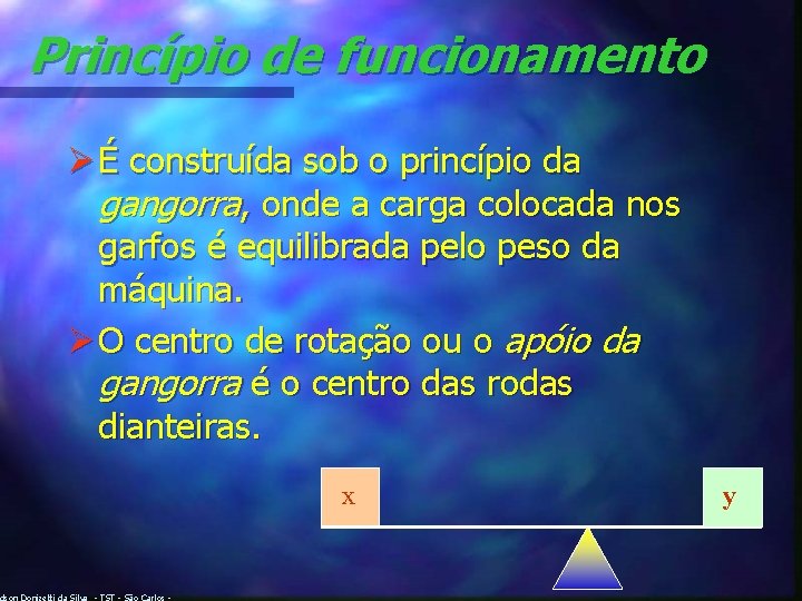 Princípio de funcionamento Ø É construída sob o princípio da gangorra, onde a carga