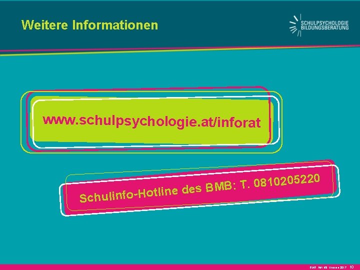 Weitere Informationen www. schulpsychologie. at/inforat 5220 0 2 0 1 8 0. T :