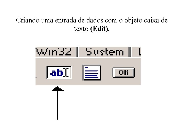 Criando uma entrada de dados com o objeto caixa de texto (Edit). 