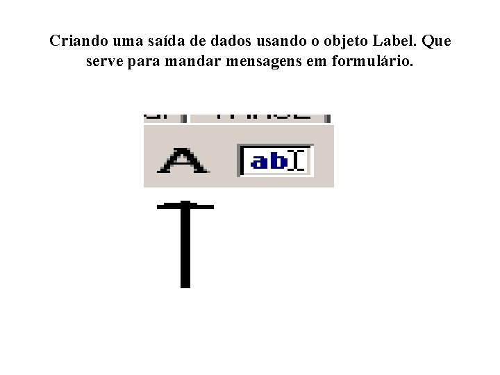 Criando uma saída de dados usando o objeto Label. Que serve para mandar mensagens