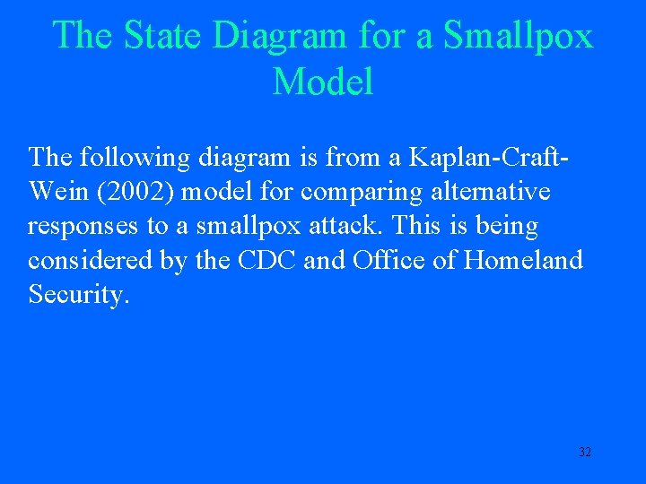 The State Diagram for a Smallpox Model The following diagram is from a Kaplan-Craft.