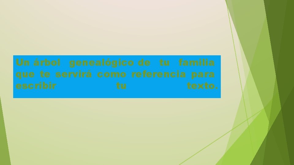 Un árbol genealógico de tu familia que te servirá como referencia para escribir tu