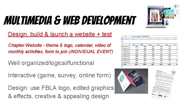 Multimedia & web development Design, build & launch a website + test Chapter Website
