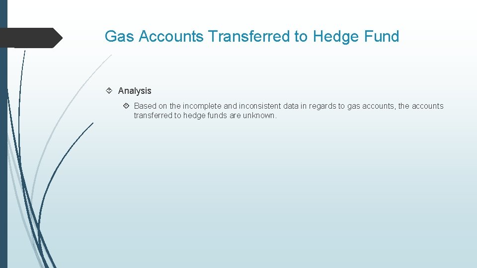 Gas Accounts Transferred to Hedge Fund Analysis Based on the incomplete and inconsistent data