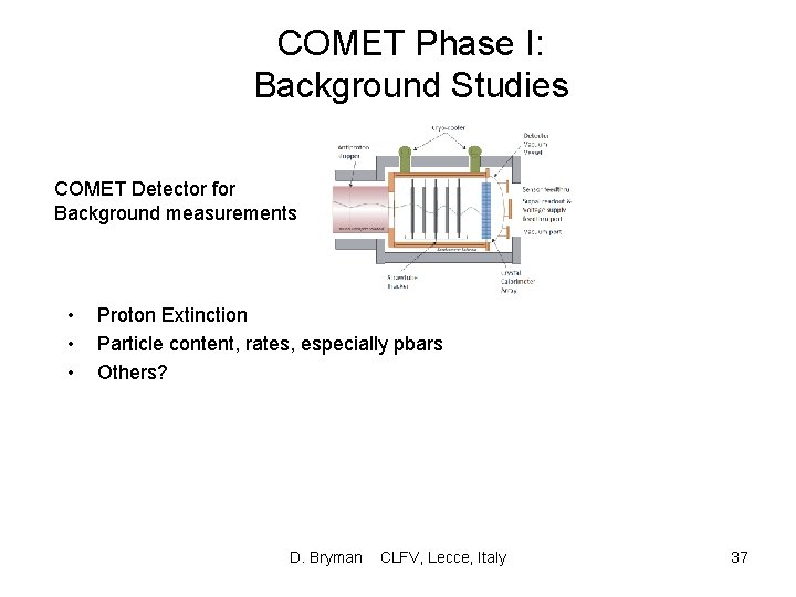 COMET Phase I: Background Studies COMET Detector for Background measurements • • • Proton