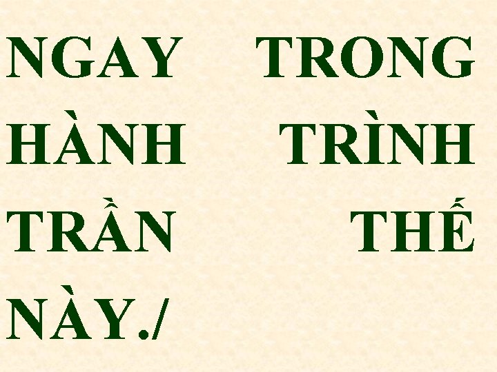 NGAY HÀNH TRẦN NÀY. / TRONG TRÌNH THẾ 