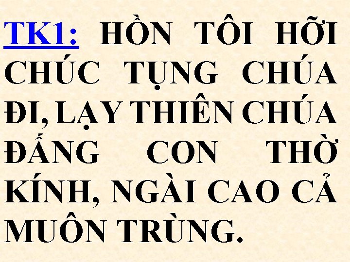 TK 1: HỒN TÔI HỠI CHÚC TỤNG CHÚA ĐI, LẠY THIÊN CHÚA ĐẤNG CON