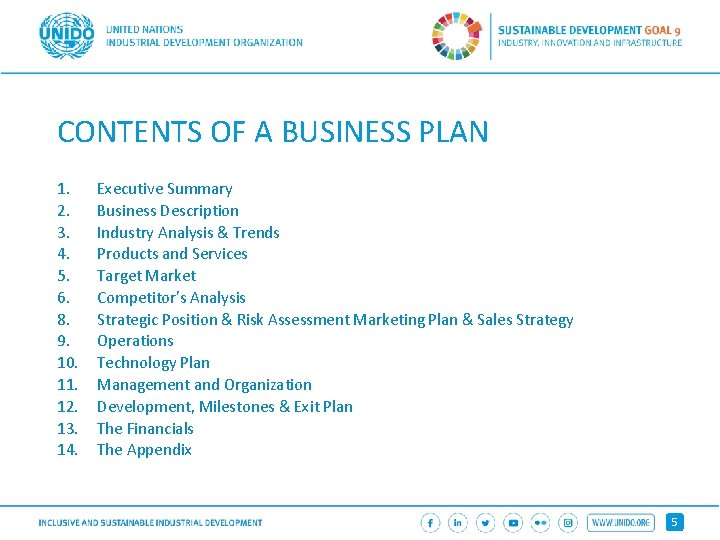 CONTENTS OF A BUSINESS PLAN 1. 2. 3. 4. 5. 6. 8. 9. 10.