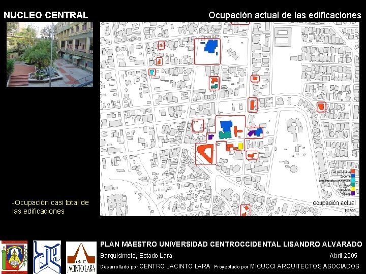 NUCLEO CENTRAL Ocupación actual de las edificaciones -Ocupación casi total de las edificaciones PLAN