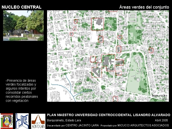 NUCLEO CENTRAL Áreas verdes del conjunto -Presencia de áreas verdes focalizadas y algunos intentos