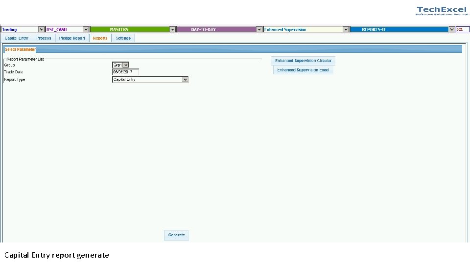 Capital Entry report generate 