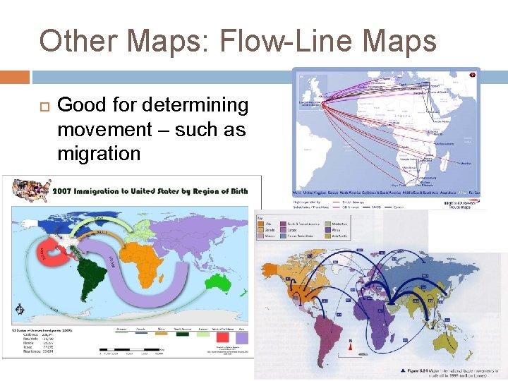 Other Maps: Flow-Line Maps Good for determining movement – such as migration 