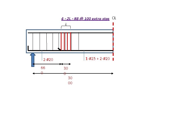4 - 2 L - #8 @ 100 extra stps CL 1 -#25 +