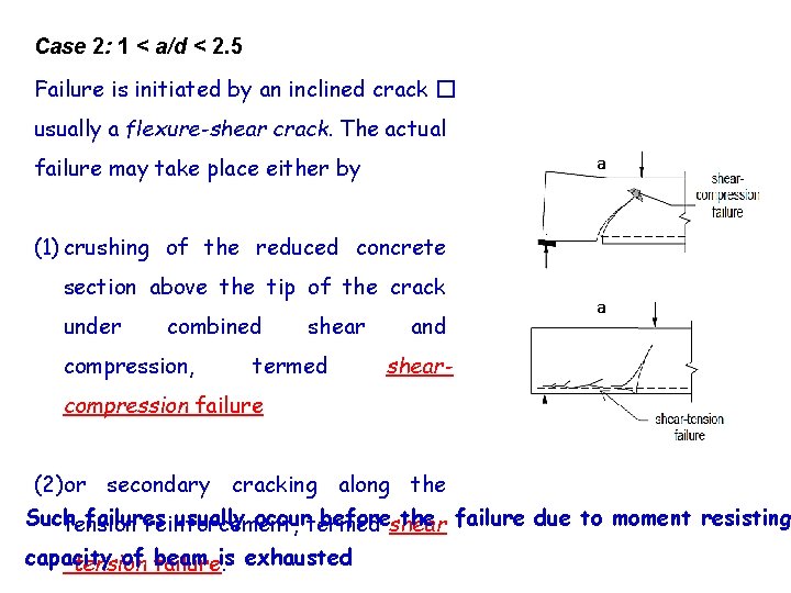 Case 2: 1 < a/d < 2. 5 Failure is initiated by an inclined