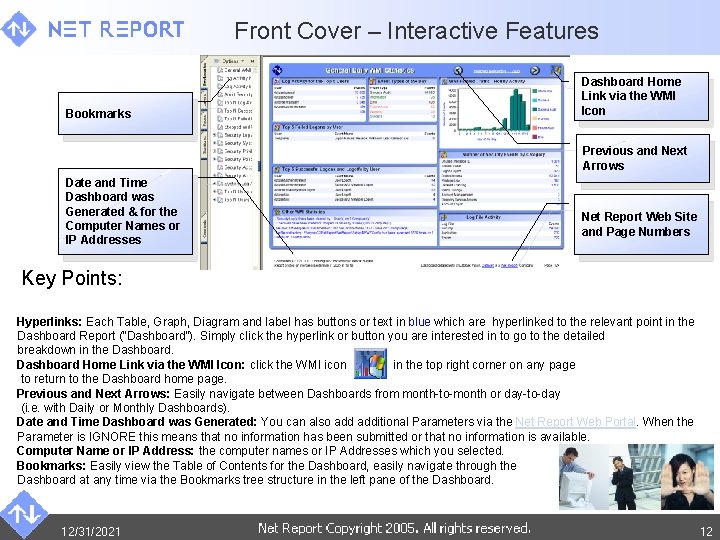 Front Cover – Interactive Features Bookmarks Dashboard Home Link via the WMI Icon Previous