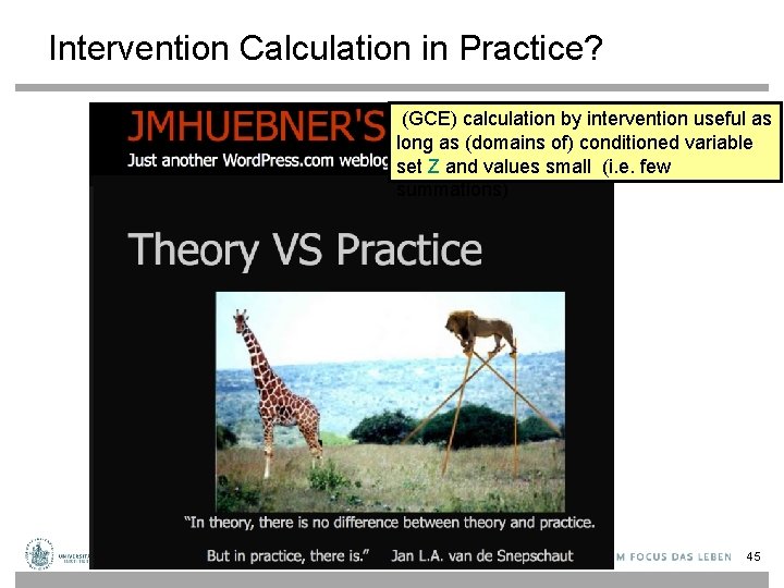 Intervention Calculation in Practice? (GCE) calculation by intervention useful as long as (domains of)