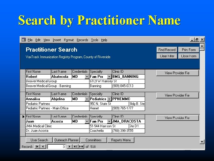 Search by Practitioner Name 