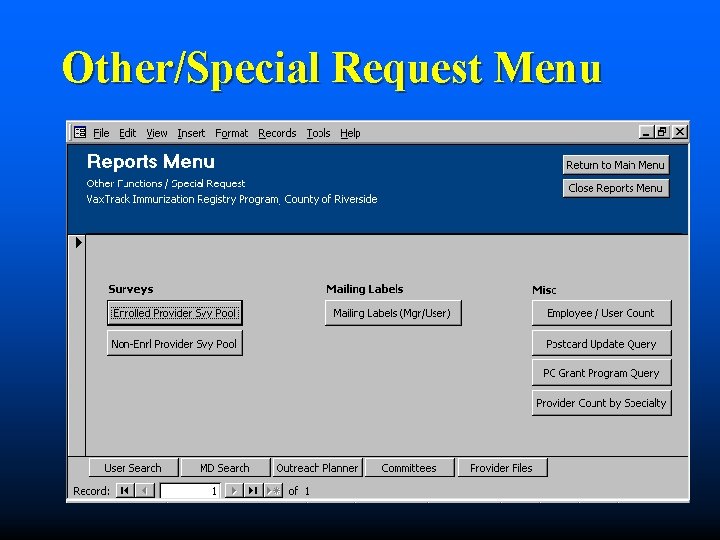 Other/Special Request Menu 