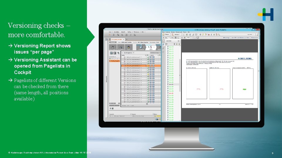 Versioning checks – more comfortable. Versioning Report shows issues “per page” Versioning Assistant can