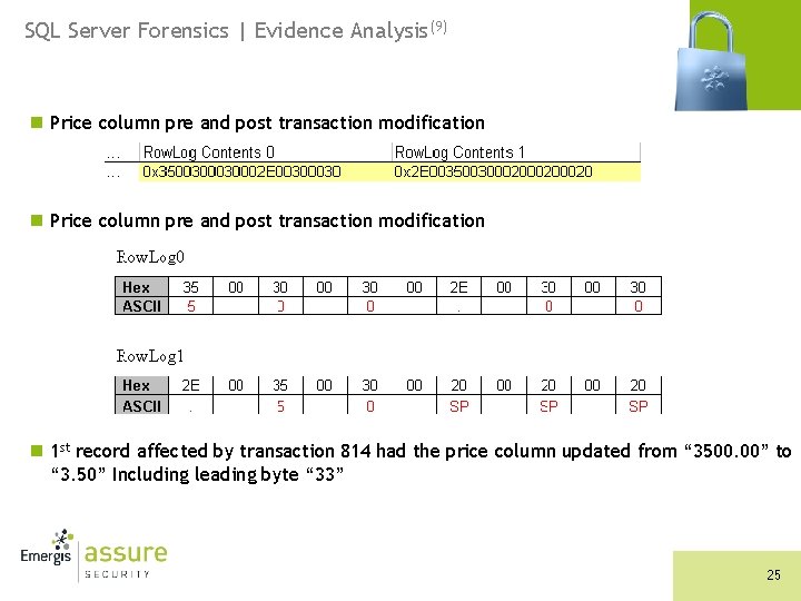SQL Server Forensics | Evidence Analysis(9) n Price column pre and post transaction modification