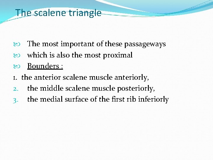 The scalene triangle The most important of these passageways which is also the most