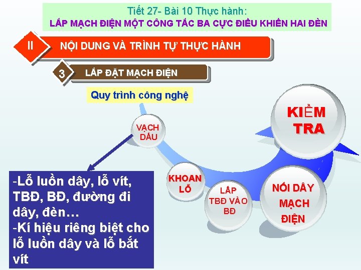 Tiết 27 - Bài 10 Thực hành: LẮP MẠCH ĐIỆN MỘT CÔNG TẮC BA