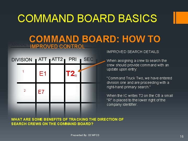 COMMAND BOARD BASICS COMMAND BOARD: HOW TO IMPROVED CONTROL IMPROVED SEARCH DETAILS: 1 2 COMMAND BOARD BASICS COMMAND BOARD: HOW TO IMPROVED CONTROL IMPROVED SEARCH DETAILS: 1 2