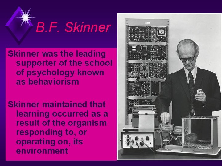 B. F. Skinner was the leading supporter of the school of psychology known as