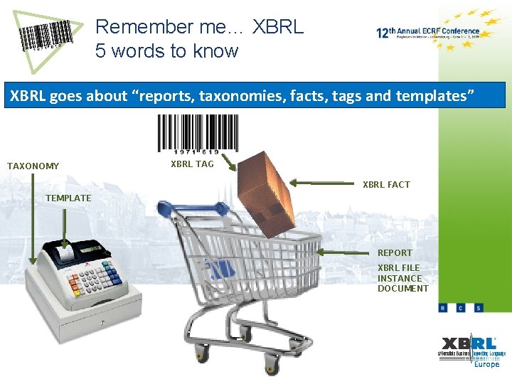 Remember me… XBRL 5 words to know XBRL goes about “reports, taxonomies, facts, tags